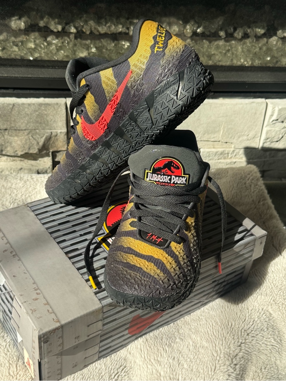Nike Kids Jurassic Park Sneakers in Black, Yellow & Red